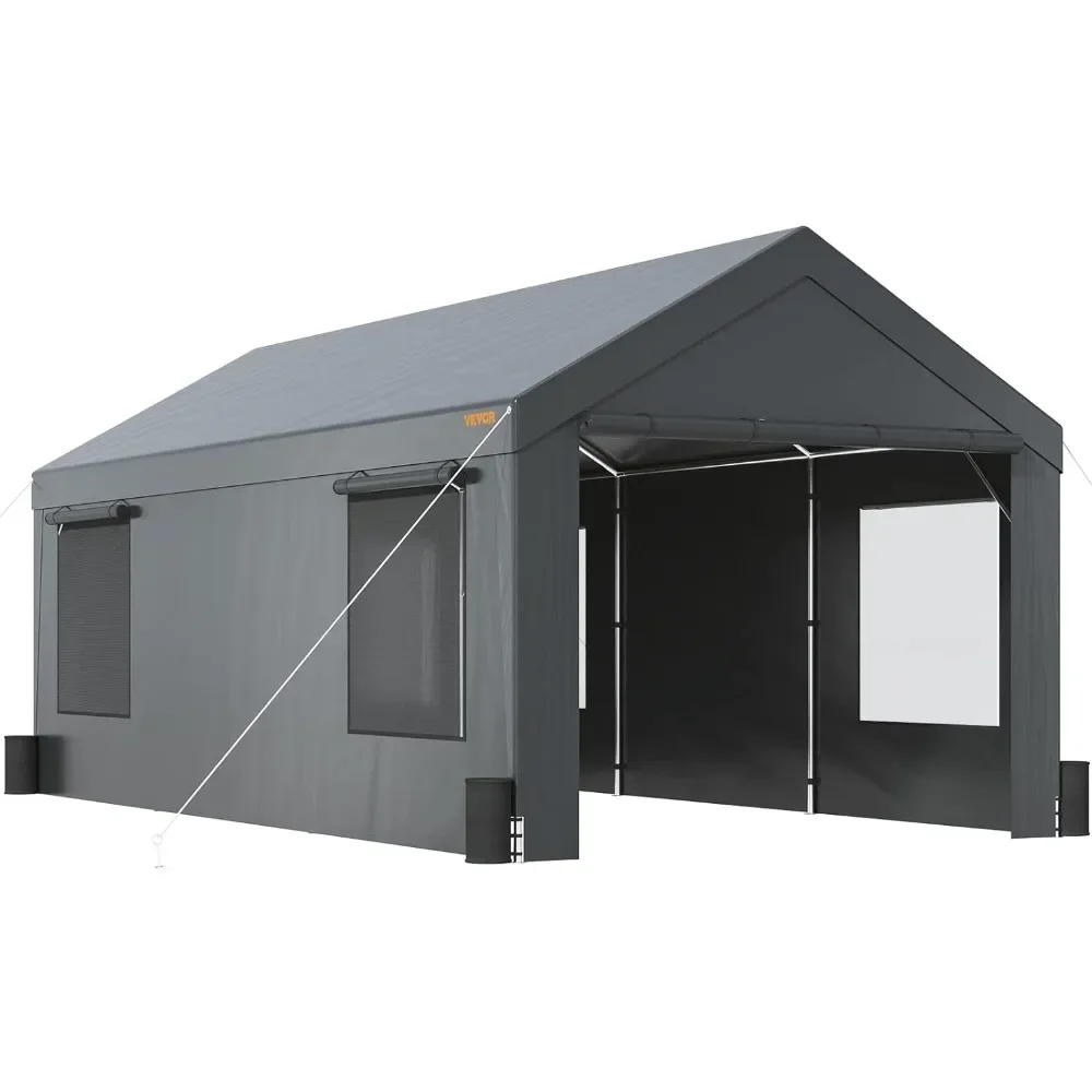 

XMSJ 10x20 Ft Car Canopy Portable Garage with Roller Shutter Ventilation Windows and Heavy Duty Car Ports with Removable Sidewal