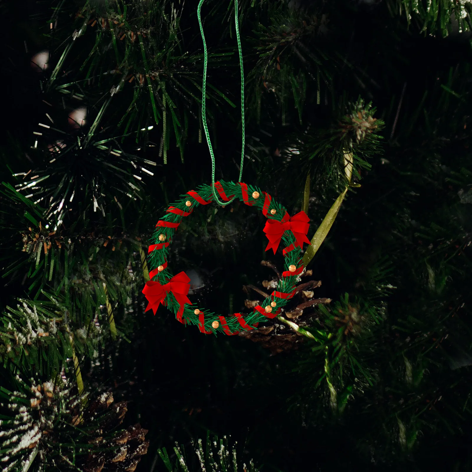 

200pcs Christmas Ball Hangers 20cm Green Hooks Ornaments Decoration Tag Ropes Polyester Xmas Tree Hanging Accessories DIY Craft
