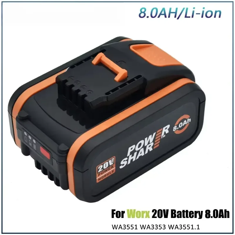 Batteria da 20V 8000mAh Li-ion per Worx WX390/WX176/WX166.4/WX372.1 WX800/WX678/WX550/WX532/WG894E WG629E/WG329E/WG2