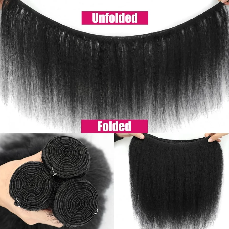 Paquetes de cabello humano Kinky Straight 12A brasileño virgen sin procesar extensiones 100% cabello humano entrega 2-5 días 5