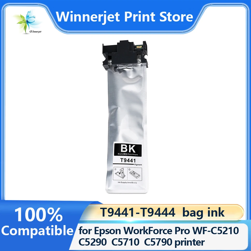 

Winnerjet T9441-T9444 bag ink With pigment ink Wiht one time use chip for Epson WorkForce Pro WF-C5210 C5290 C5710 C5790 printer