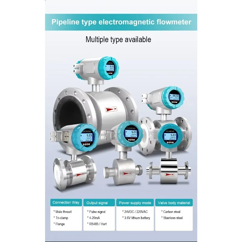 Wear Resistant Electromagnetic Flow Meter RS485 Communication OEM Customizable IP65/IP67 Protection LCD Display Water High