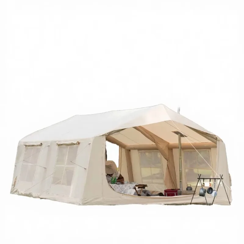 Outdoor Inflatable Glamping Safari Tent for Party All Season Double Layer Waterproof Canvas House Family Tent