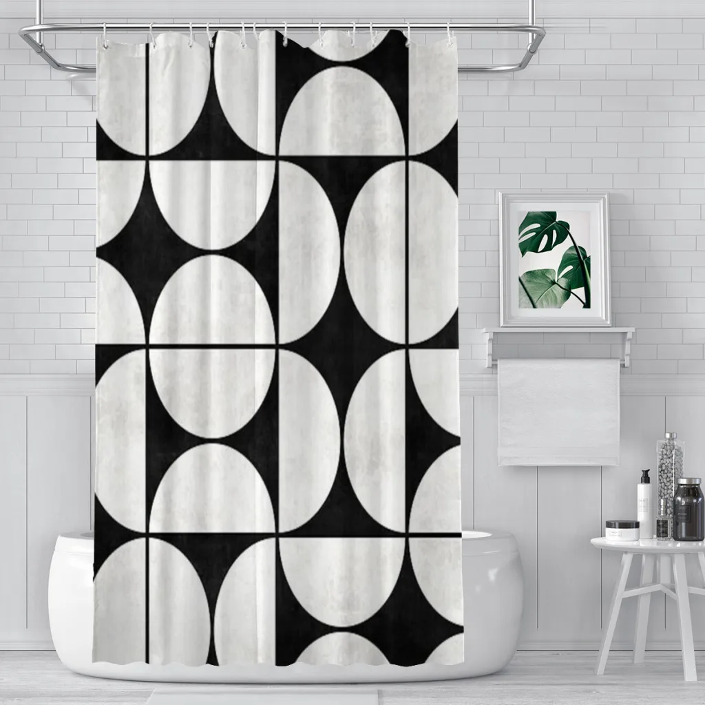 

Shower curtain Bathroom Mid-Century Modern Pattern No.2 - Black and White Concrete decor Modern household Curtain Festival