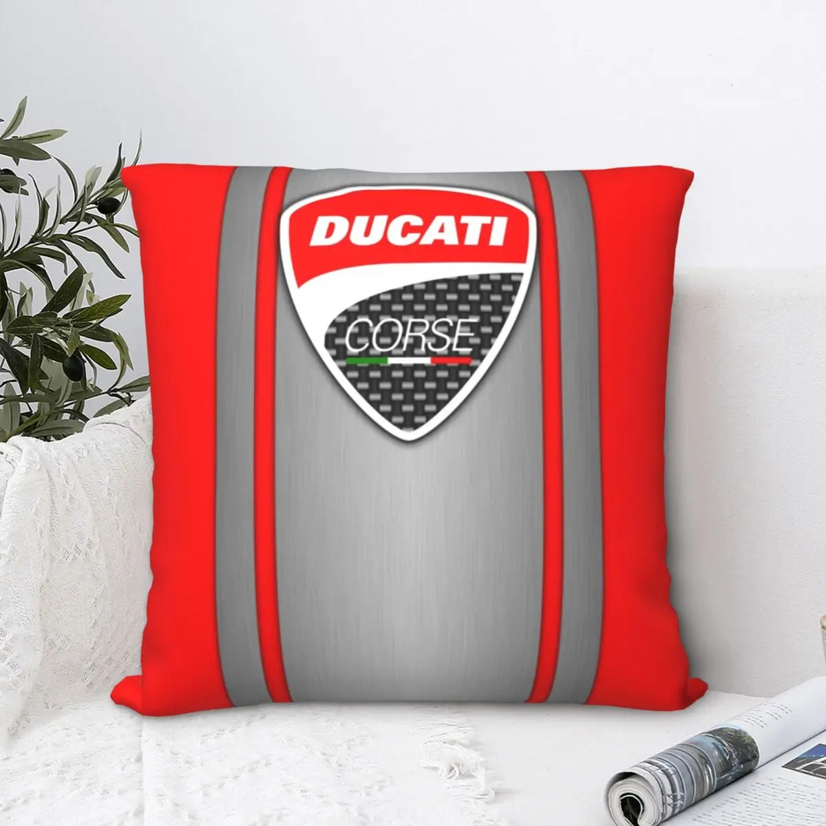 Ducati Corse Steel Skin Square Pillowcase Cushion Cover Spoof Zipper Home Decorative Throw Pillow Case for Sofa Seater Nordic