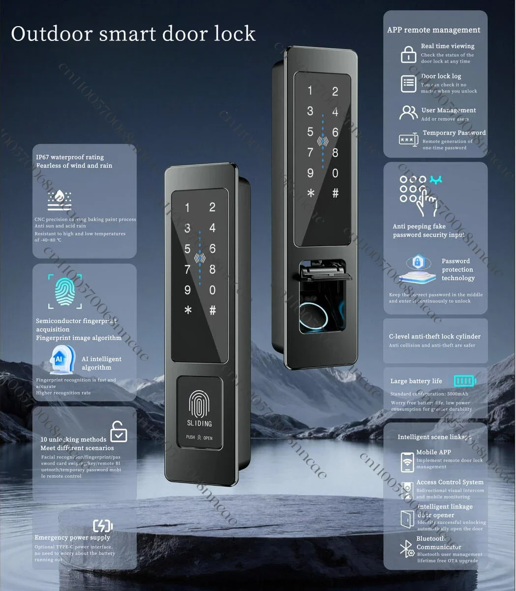 TA03 Fully Automatic Tuya Smart Lock for HomeWaterproof and Anti-theft Embedded Smart Door WithBrass Door Camera for Hotels