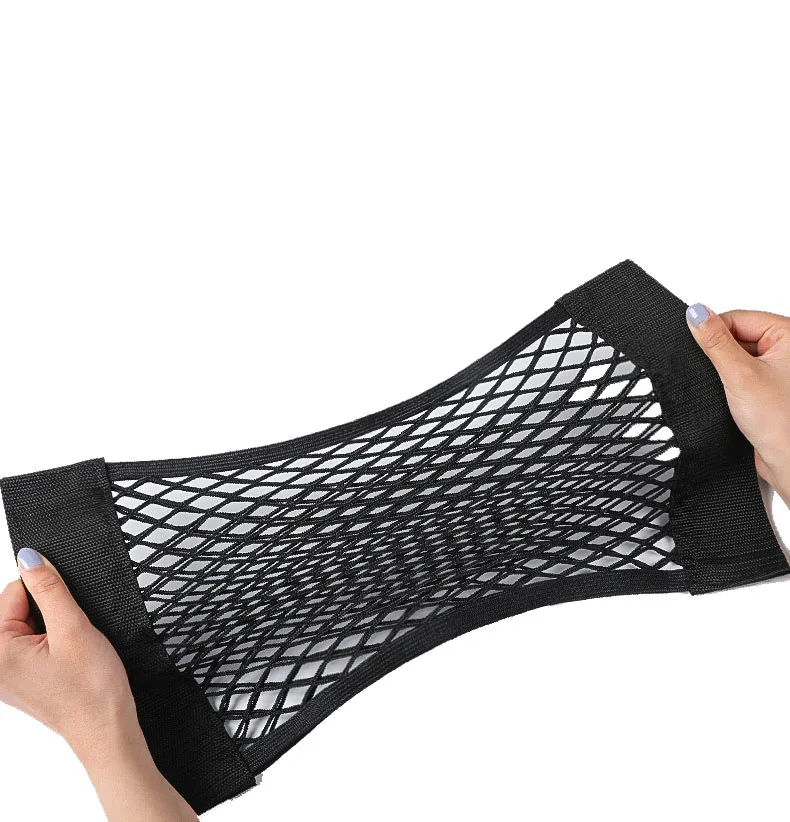Velcro Car Trunk Storage Net - Adjustable Magic Tape Mesh Bag for Auto Cargo Organization, Universal Fit Vehicle Organizer & Tra