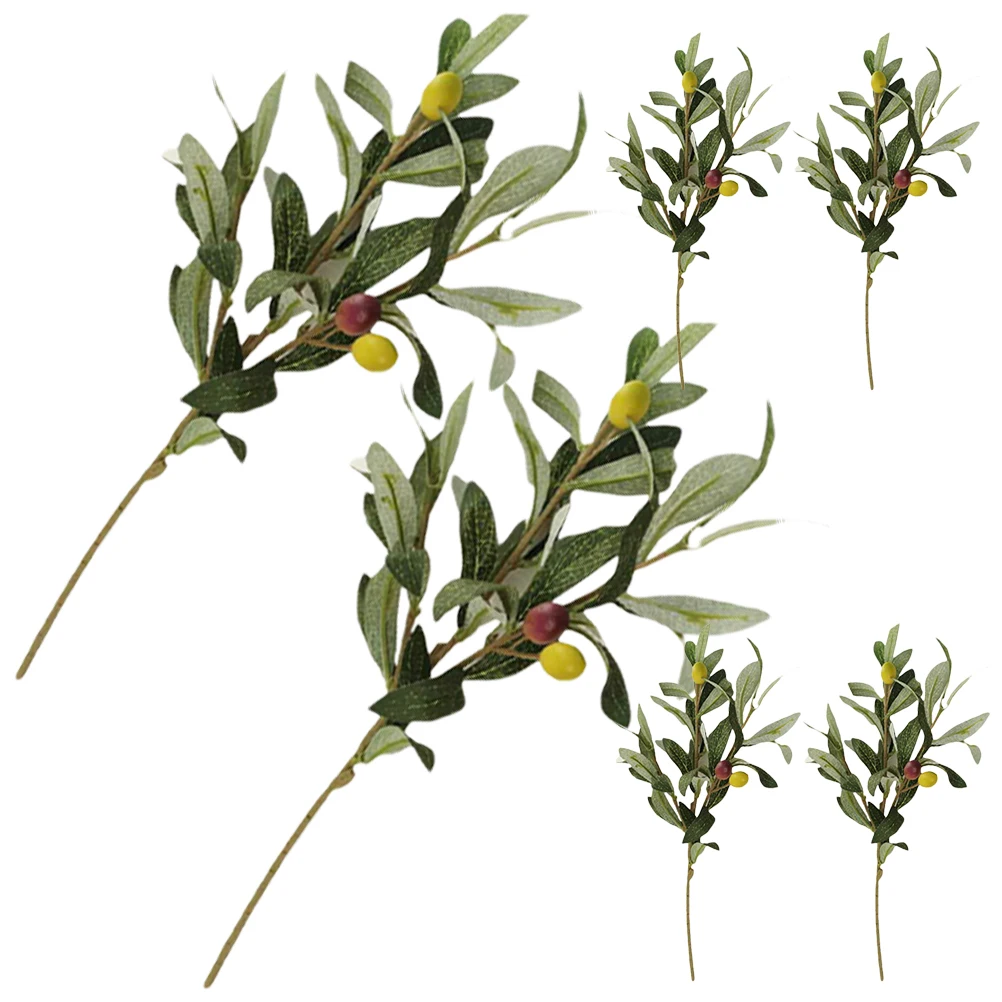 

6 Pcs Olive Artificial Plants Stems Branch Home Decor Stems Plastic Plant Vases Wedding Greenery Tree Branches Household