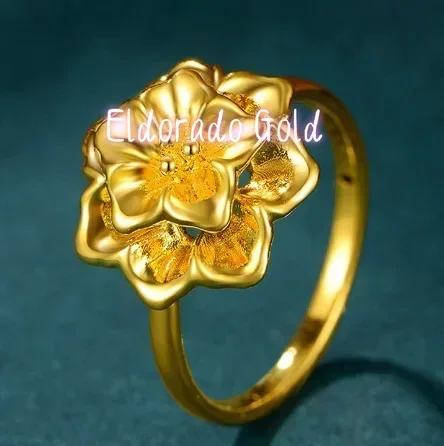 

Eldorado Gold 24k pure gold rings for women 999 real gold wedding rings gold flower ring