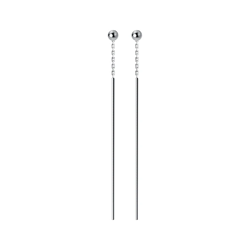 Modian minimalistyczny 100% 925 Sterling Silver długa linia proste koraliki stadniny kolczyki Fashion Party uszy dla kobiet biżuteria akcesoria — zdjęcie 6