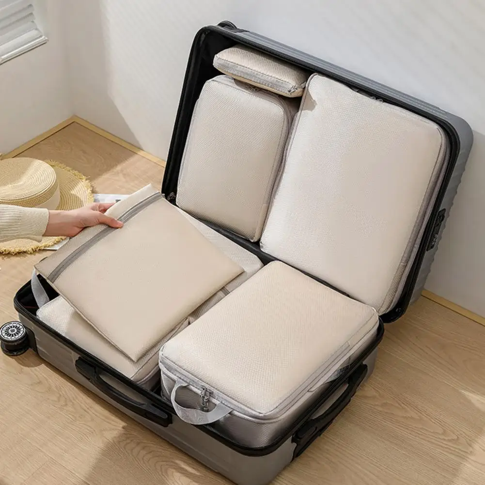 

Multi-size Clothing Storage Bags Expandable Compression Packing Cubes Dustproof Storage Bags with Zipper Closure for Suitcase