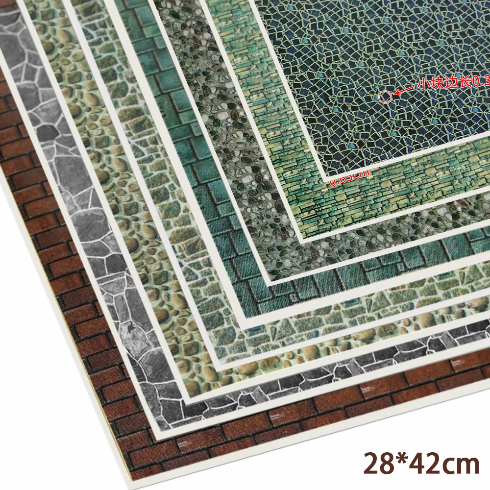 3Pcs 28*42CM Simulation Straße/Wand Oberfläche Aufkleber Materialien Diy Handgemachte Haus Gebäude Indoor/outdoor Szene Layout Kits