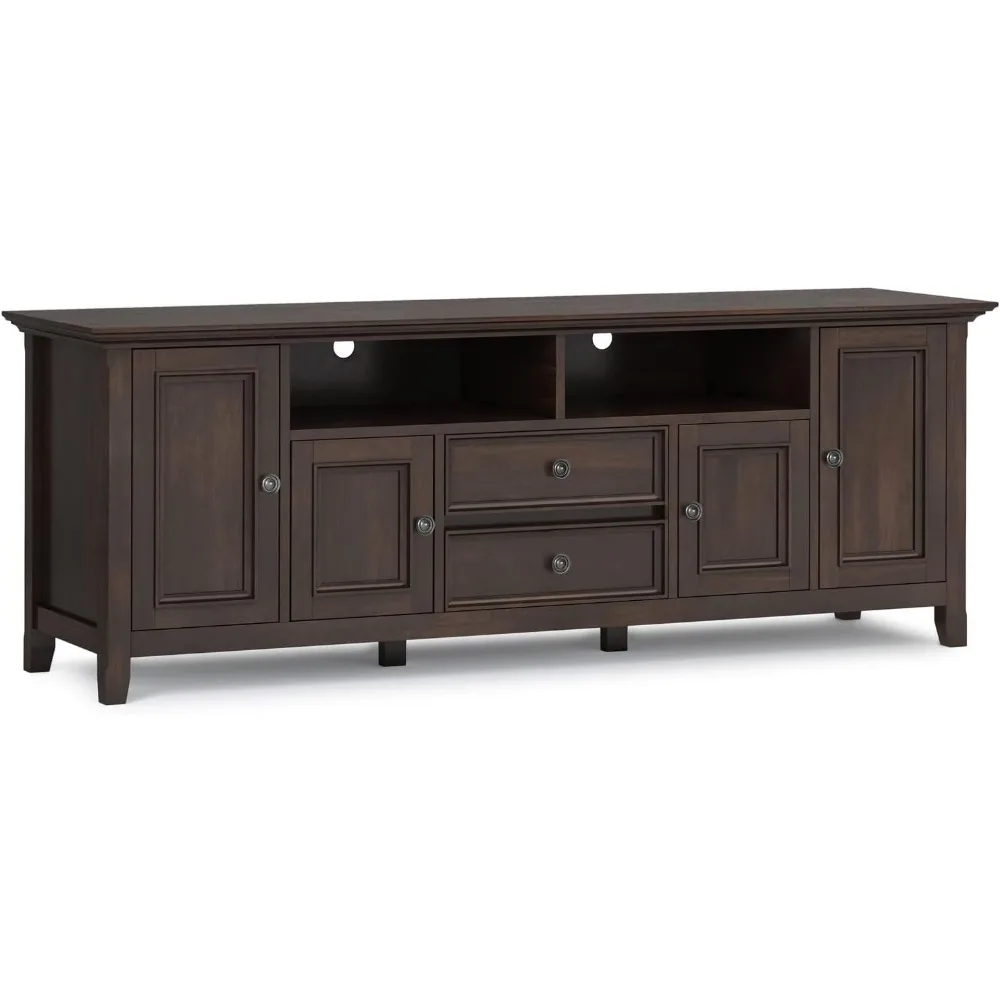 

Amherst SOLID WOOD 72 Inch Wide Transitional TV Media Stand in Brunette Brown for TVs up to 80 Inch, For the Living Room