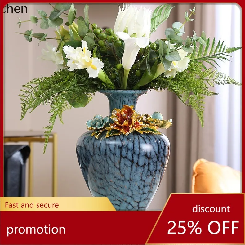 

HXL Enamel Glass Vase Ornament for Living Room and Entryway Decoration