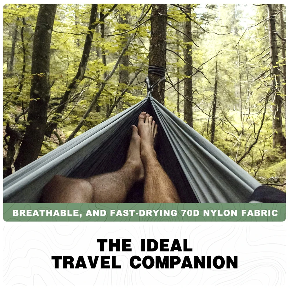 Portable Parachute Camping Single Double Hammocks 102x55inch Indoor Outdoor Hiking Travel Beach Swing Hammock with 2 Tree Straps