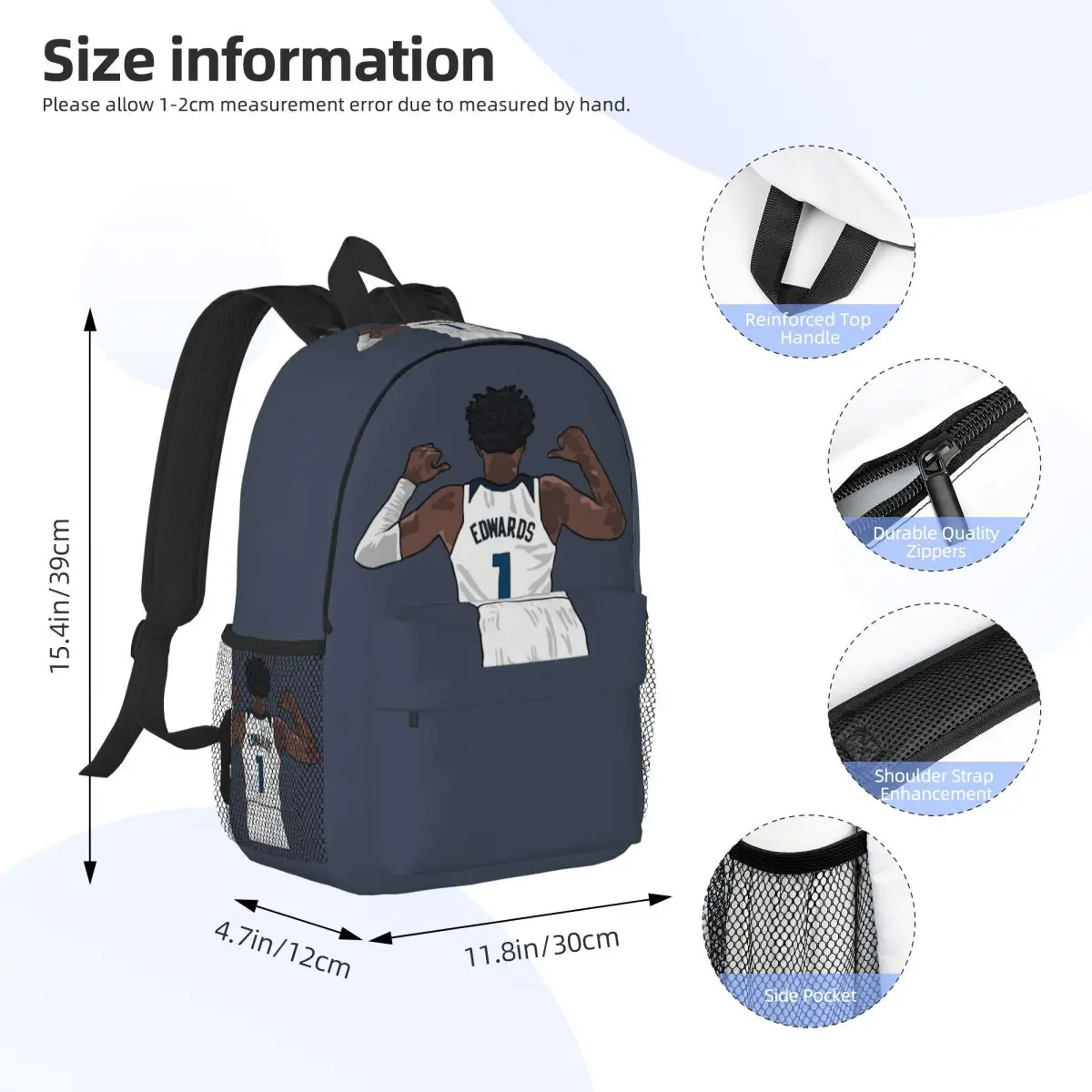 Anthony Edwards Back To Backpack Student BookBag Children School Bag Computer Shoulder Bags for Men Women
