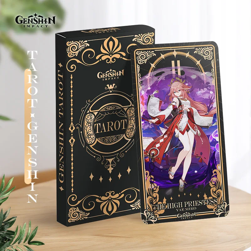 22Pcs Genshin Impact Tarot Cosplay Anime Game Genshin Playing Cards Zhongli Kazuha Raiden Shogun Yae Miko Vita Tarot