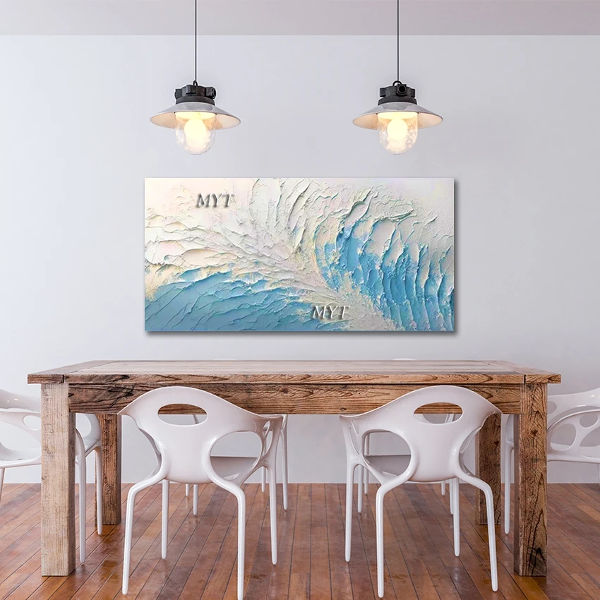 

Акриловая текстурированная художественная стена, абстрактные картины с пейзажем морской волны, простые произведения искусства на холсте, без рамки, картина для гостиной