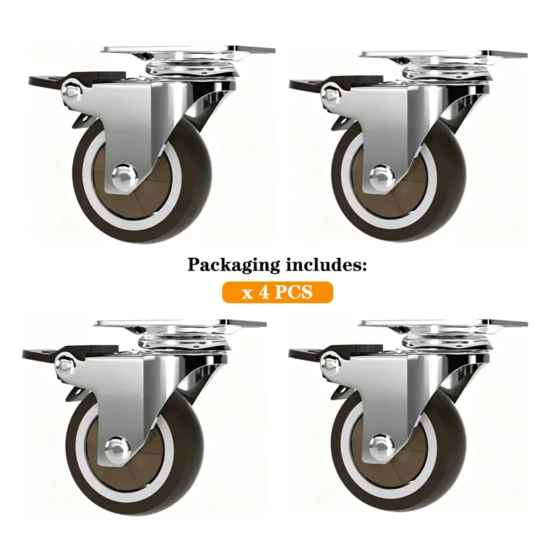 4-Pack 2.5 Inch Heavy Duty TPR Silent Swivel Casters Universal Furniture Wheels Swivel & Fixed Dual Mode