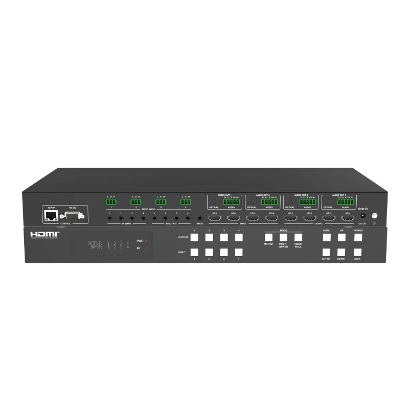 

PINWEI 4X4 4K60 Гц HDMI бесшовный матричный коммутатор с аудио и оптическим L/R AUX аудиоразветвитель мультивар