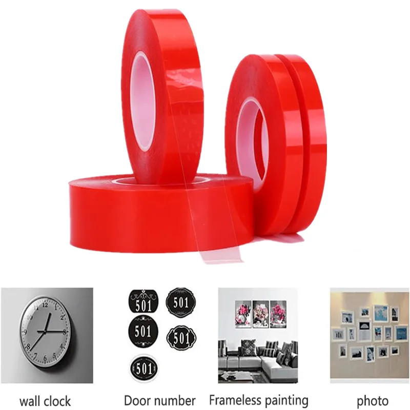3-10Meter 5/10/20mm Width Double Sided Adhesive Tape Acrylic Transparent No Traces Sticker LED Strip Car Fixed Tablet