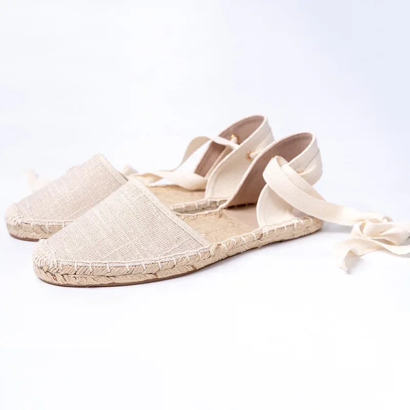 shoes for women Hemp Rope Bottom Ladies Sandals Flat Shoes Women Strappy Fisherman Sandals Women Spring and Summer Lace Students