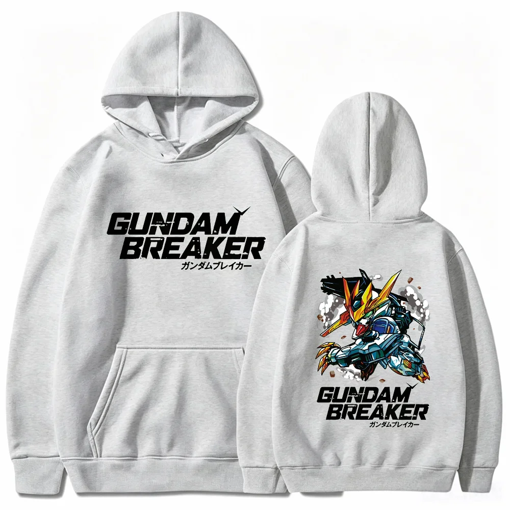 Gundam Breaker Mecha Robot Graphic Hoodie，Unisex，Drawstring Hooded Sweatshirt Front Back Anime Print Oversized Casual Top