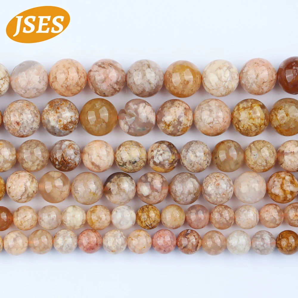 JSES AA Natural Madagascar Fireworks Agate Spacer Loose Stone Beads for Jewelry Making 6/8/10mm Bracelet Charms DIY Accessories