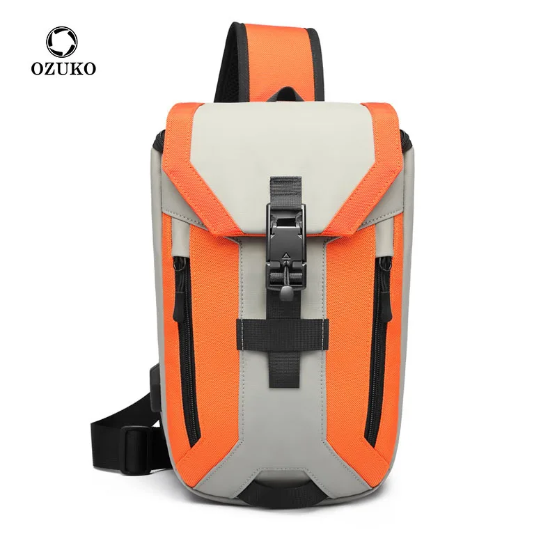 

New Men's Casual USB Trendy Brand Waterproof Crossbody Bag, Chest Bag, and Single-Shoulder Bag fashion bags