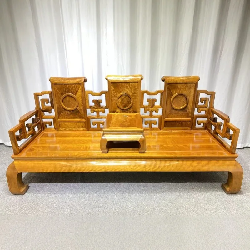 Combinação de mesa de centro do trono nanmu de seda dourada de móveis de alta qualidade