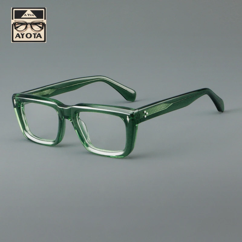 

Новинка 2025, прямоугольная зеленая оправа для очков, женские высококачественные ацетатные очки ручной работы для оптического чтения, мужские очки по рецепту