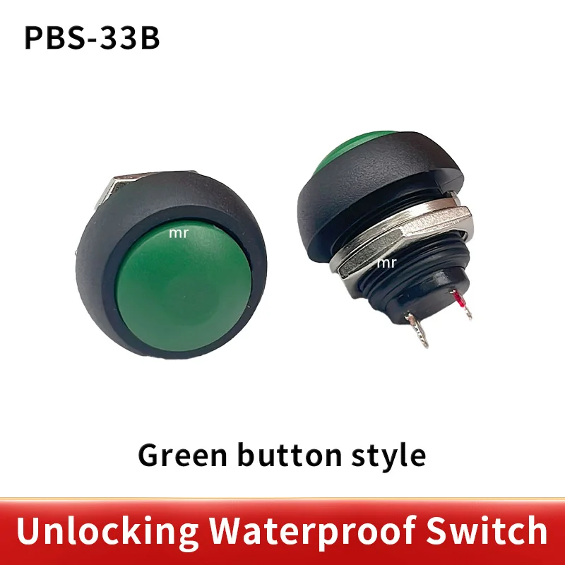 1Pcs pbs-33b 2Pin Mini Switch 12mm  1A waterproof switch pbs33b 12v momentary Push button Switch reset Non-locking pbs-33b