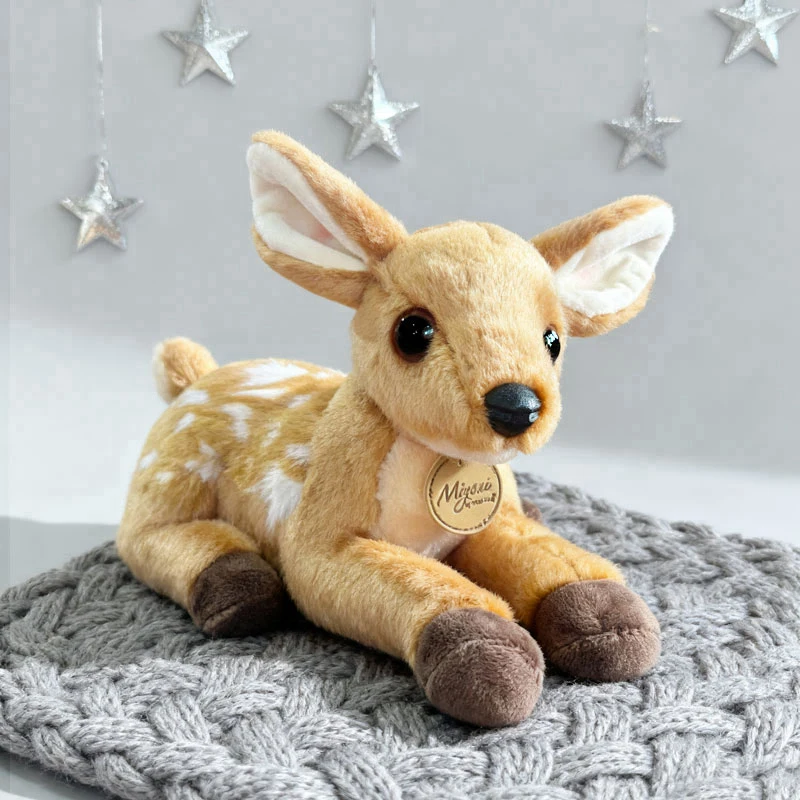 25CM Liegen Rehkitz Plüsch Spielzeug Weiche Angefüllte Cartoon Tier Puppe Nette Deer Puppe Für Home Dekoration Geschenke – Detail 4