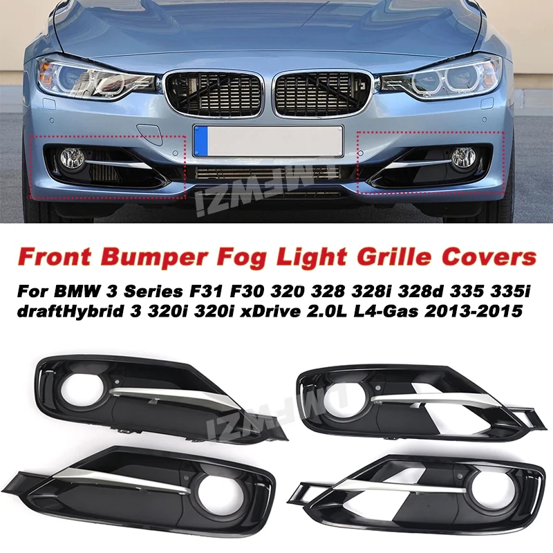 

Front Bumper Fog Light Grille Covers For BMW 3 Series 320i 320i xDrive 2.0L L4-Gas 2013-2015