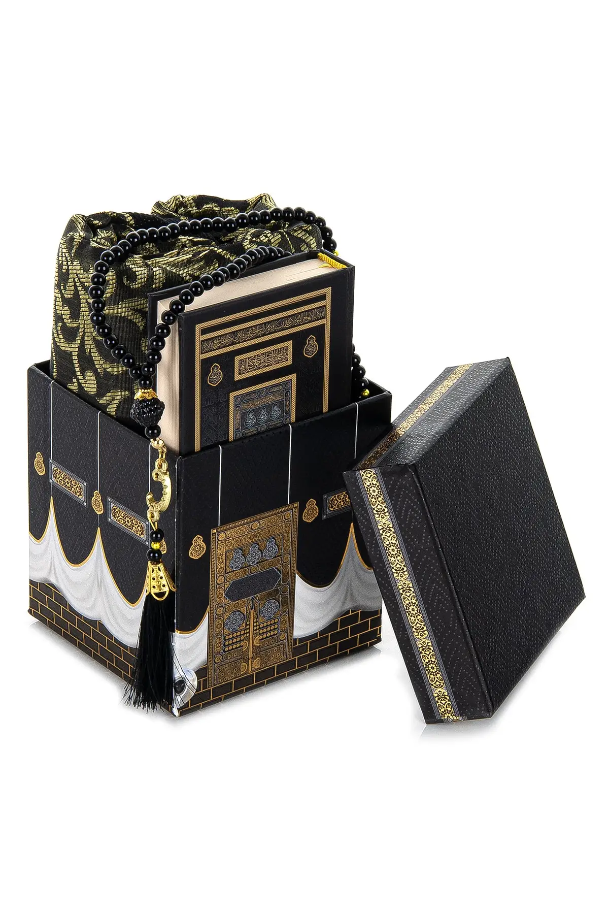 ของขวัญมุสลิม Kaaba กล่องพิเศษมีลวดลายเป็นของขวัญของชำร่วยประดิษฐ์ตัวอักษร quran ชุดพรมสวดมนต์ฮัจญ์อุมราห์มุสลิมอิสลามอัลกุรอาน