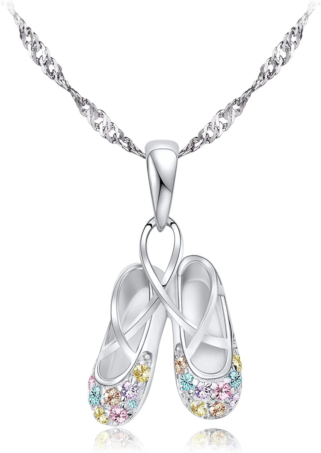 Exquisite Fashion Diamond Ballerina Pendant Necklace Perfect Birthday Gift for Girls Ladies for Christmas Holiday Party