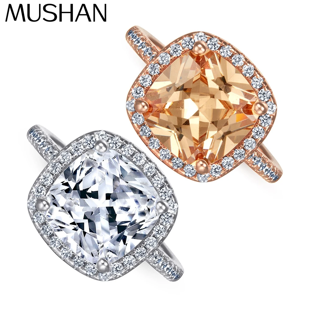 

MuShan Jewelry 925 Sterling Silver Rings Bands Engagement Ring 7A Cubic Zirconia Valentine Modern Anniversary Women Gift