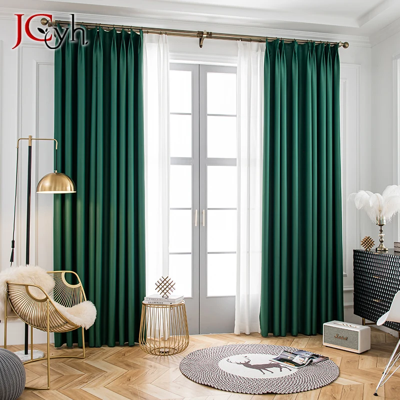 JCyh Luxury Blackout Curtains for Living Room Bedroom Ready-made Blinds Curtain for Window Cortinas Rideaux High-shading 95%