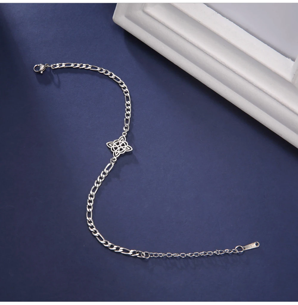 COOLTIME Edelstahl-Armband mit Hexenknoten-Anhänger, Figaro-Kettenarmband für Frauen, Wicca-Amulett-Schmuck, Geschenk zum Frauentag – Detail 10