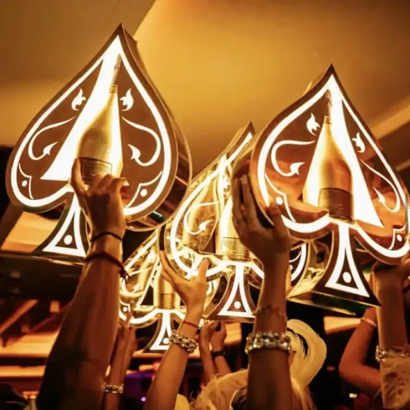 Custom NightClub bar Ace of spades Champagne Bottle Presenter Serving Trays Gold Armand de brignac Bottles Glorifier VIP Service