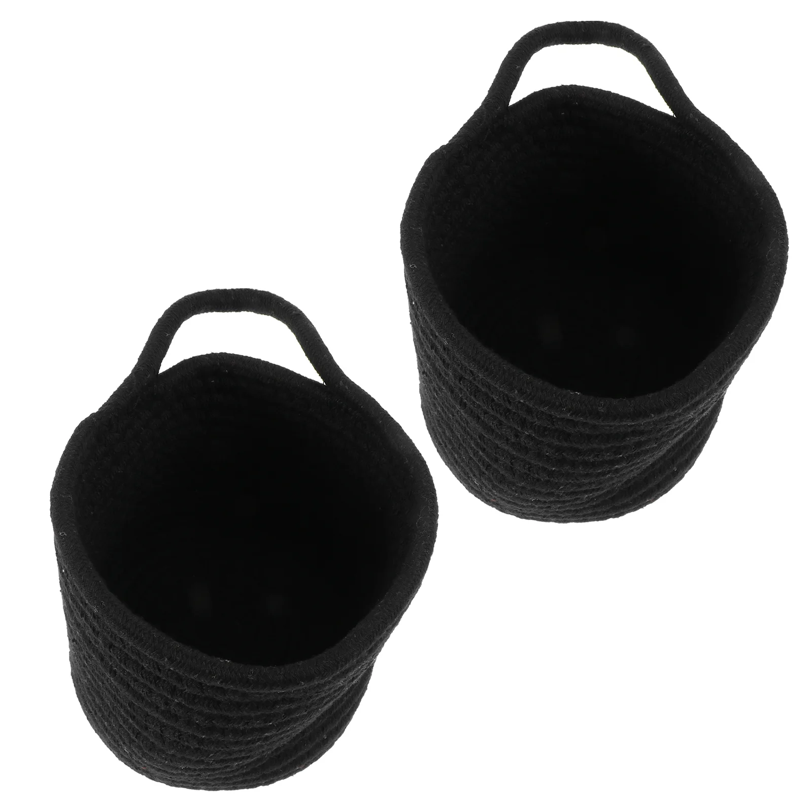 2 Pcs Cotton Rope Storage Baskets Black Woven Laundry Basket Blanket Holder Quality Material Multi Functional Home Decor