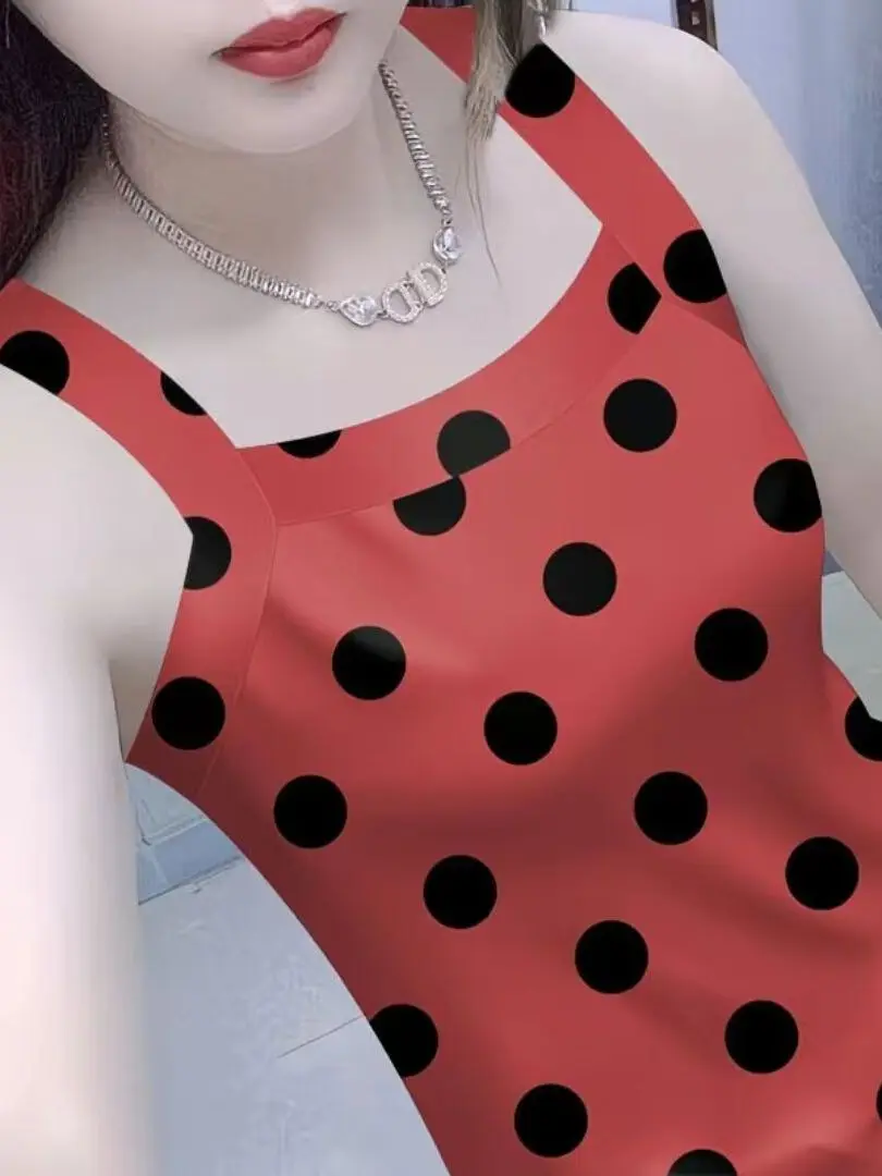 Summer New Style Women's Sleeveless Small Strap Vest Commute Slim Fit Versatile Top Milk Silk Fabric Casual Outfit