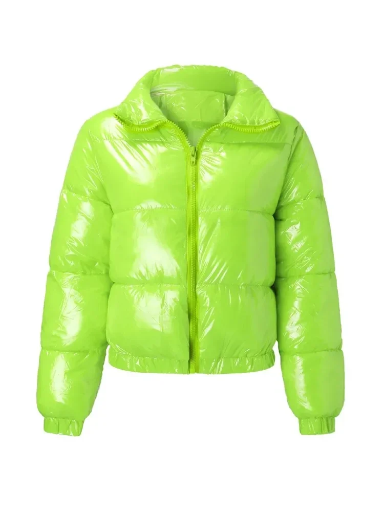 Jaqueta de inverno feminina 2025 oversized inchado brilhante bolha casaco sólido algodão acolchoado casaco quente à prova dwaterproof água parka feminino outerwear
