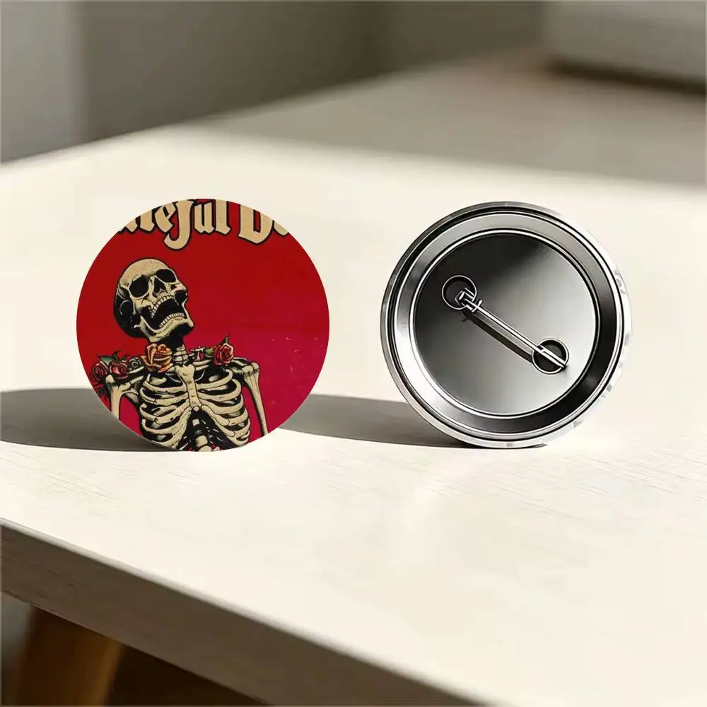 Rock B-Band G-Grateful D-Dead 25 32 44 58 75mm Round Badges Brooches Lapel Pins Fashion Accessory Holiday Present Gift