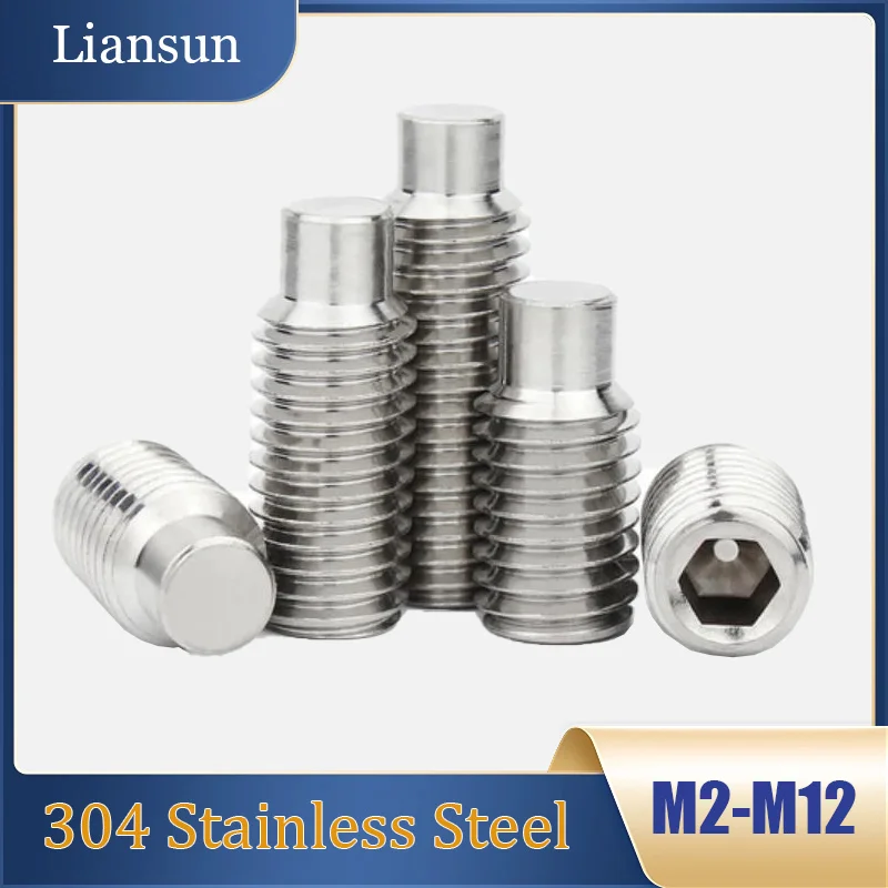 2-50pcs Hex Hexagon Socket Set Screw With Dog Point Convex End Grub Bolt M2 M2.5 M3 M4 M5 M6 M8 M10 M12 304 Stainless Steel