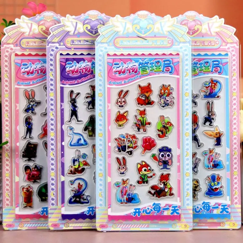 

8/24pcs Kawaii Zootopia 3d Acrylic Crystal Sticker Diy Phone Case Student Account Stationery Decoration Sticker Gift Wholesale