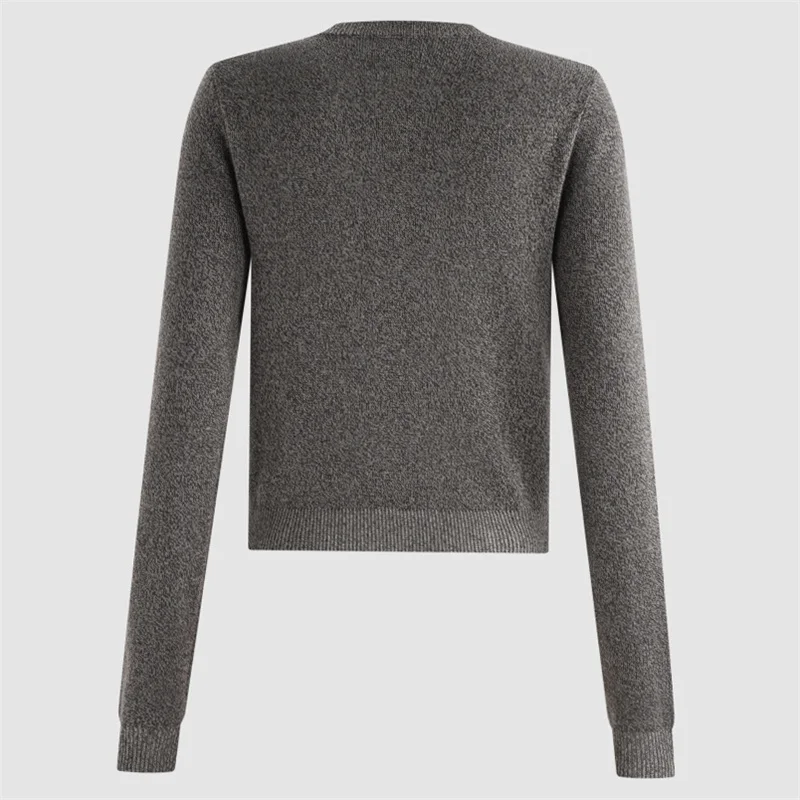 Bild 3: Strickjacke für Damen, neue Herbstkollektion 2026, einreihig, schmal geschnittenes Damen-Oberteil mit langen Ärmeln, 100% Wolle, Damenpullover, Rundhals, dünner Mantel.
