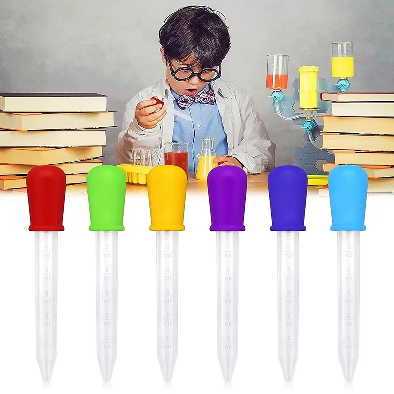2/5/10PCS Radom Color Droppers 5ml Clear Scale Silicone Pipette Dropper Feeding Medicine School Lab Experiment Liquid Transfer