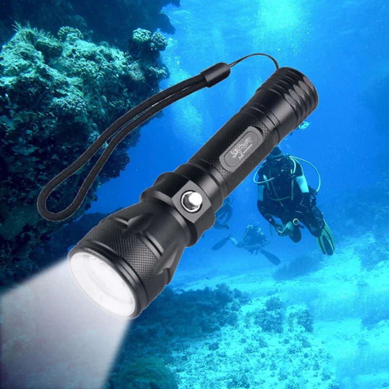 TopCom T6 L2 LED Diving Flashlight Powerful 10W Multimode LED Diving Light IP68 Waterproof Underwater Diving Torch Use18650