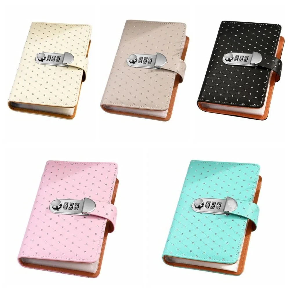 50Sheets Saving Money Binder Little Crystal Cover PU Leather Budget Binder with Lock Wallet Storage Savings Handbook